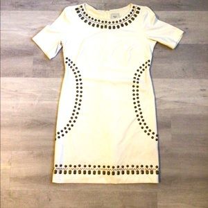 Ivory and Bronze Jeweled Dress